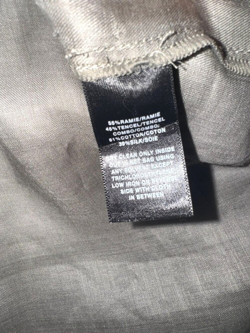 Lafayette 148 New York Womens Long Button-Up Shirt P Taupe Ramie/Tencel - Picture 5 of 8